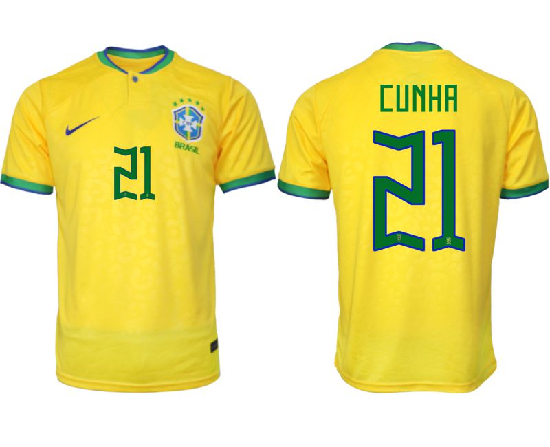 Men 2022 World Cup National Team Brazil home aaa version yellow #21 Soccer Jersey->brazil jersey->Soccer Country Jersey
